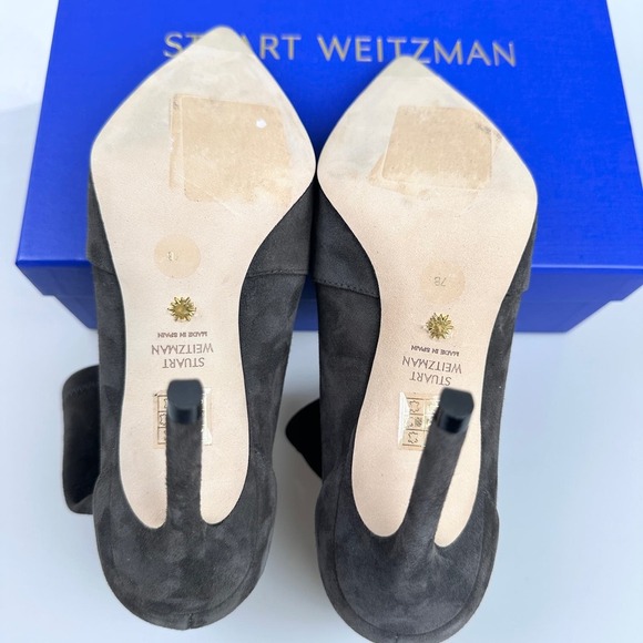 NIB Stuart Weitzman Leigh 95 Gray Suede Bootie Boot Heel Stiletto Pointed - Picture 12 of 13